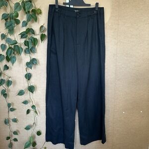 NWT Madewell Womens 14 Tall The Tall Harlow Wide-Leg Pant Pleated Charcoal Black